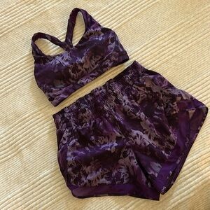 S Athleta bra running short set.